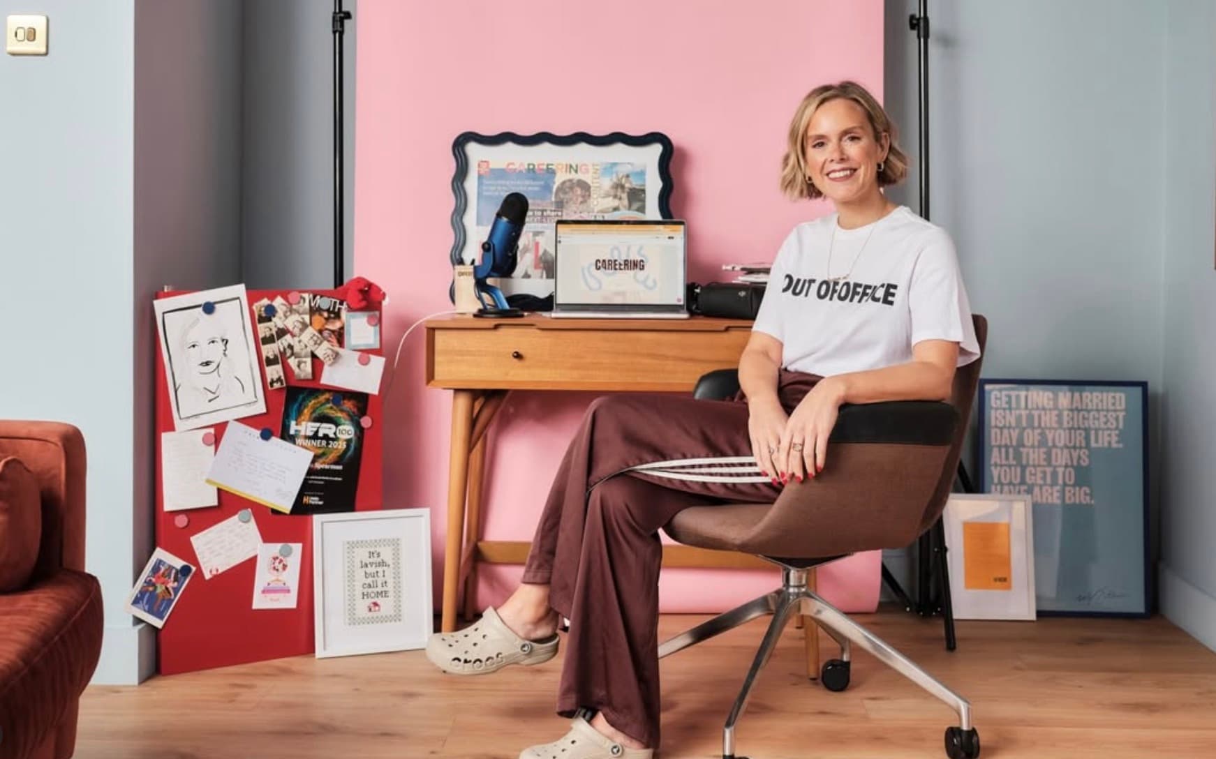 Lauren Spearman at her home-office desk